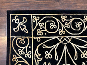 Tibetan Rug 8x10, Wool and Silk, Raised Pattern, Black and Gold, Floral