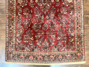 Antique Persian Sarouk Rug 4x7, Hand Knotted Wool Red Persian Carpet, Floral