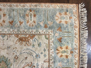 Turkish Oushak Rug 9x10, Farmhouse Rug, Beige & Light Blue