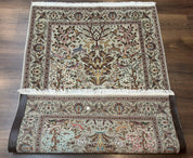 Wonderful Persian Tabriz Rug 3x5, Tree of Life, Animal Pictorials, Birds, Wool & Silk Highlights, Fine 330 KPSI