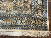 Silk Indian Kashmiri Rug 3x4, Very Fine 400 KPSI, Silk Prayer Rug, Handmade