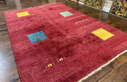 Modern Indo Persian Gabbeh Rug 7x10, Red, Tribal Area Rug