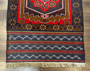 Afghan Rug 3x5, Tribal, Navy Blue, Wool, Handmade, Geometric, Rustic - Jewel RugsShopify CollectiveHUNTEDFOX - Afghan Rug 3x5, Tribal, Navy Blue, Wool, Handmade, Geometric, Rustic