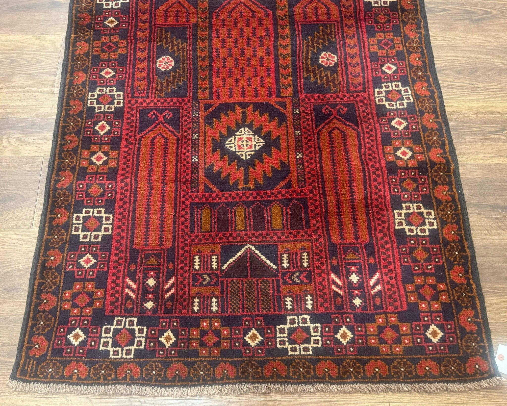 Afghan Rug 3x7, Balouch Carpet, Tribal Rug, Red, New - Jewel RugsShopify CollectiveHUNTEDFOX - Afghan Rug 3x7, Balouch Carpet, Tribal Rug, Red, New