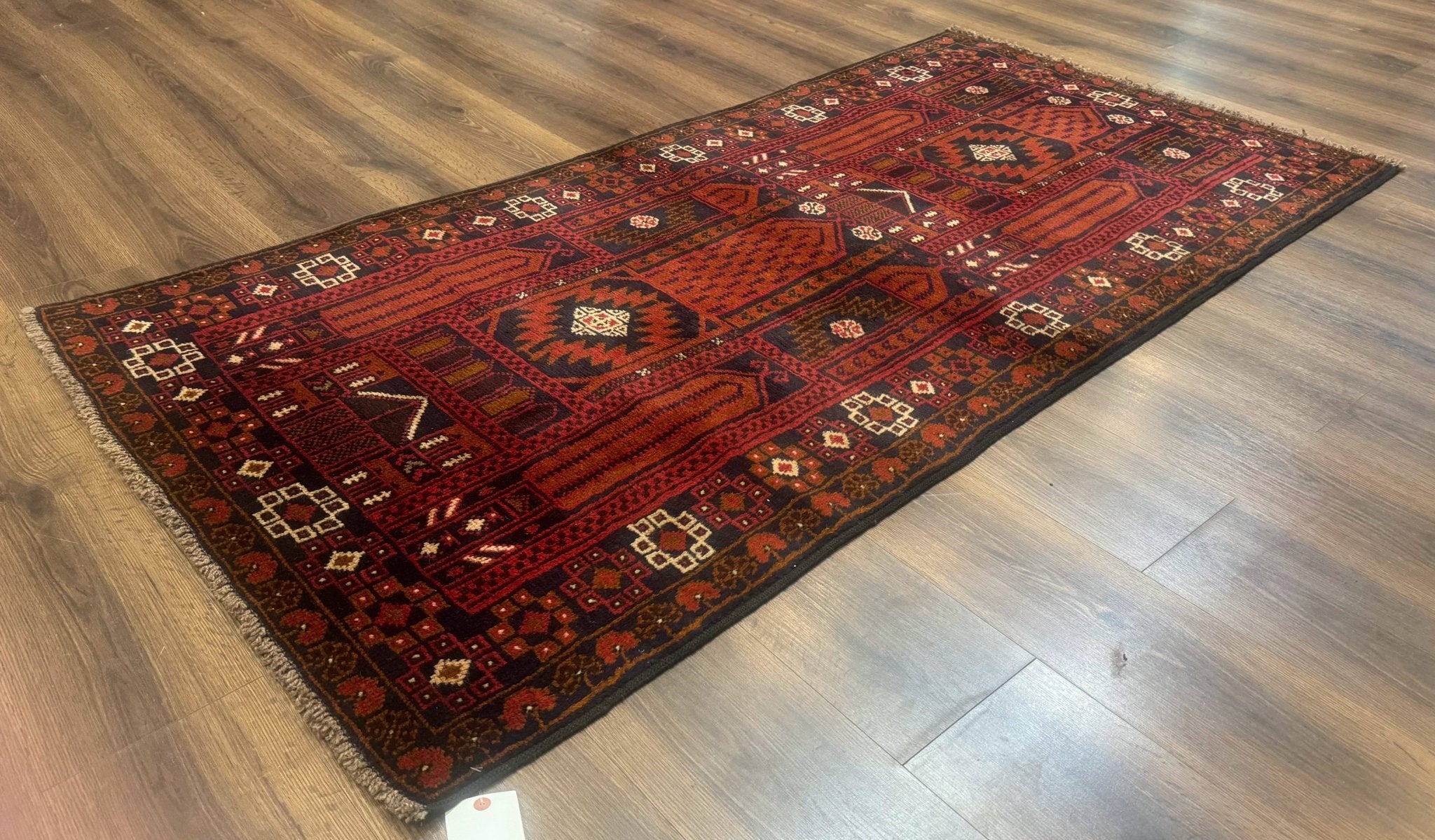 Afghan Rug 3x7, Balouch Carpet, Tribal Rug, Red, New - Jewel RugsShopify CollectiveHUNTEDFOX - Afghan Rug 3x7, Balouch Carpet, Tribal Rug, Red, New