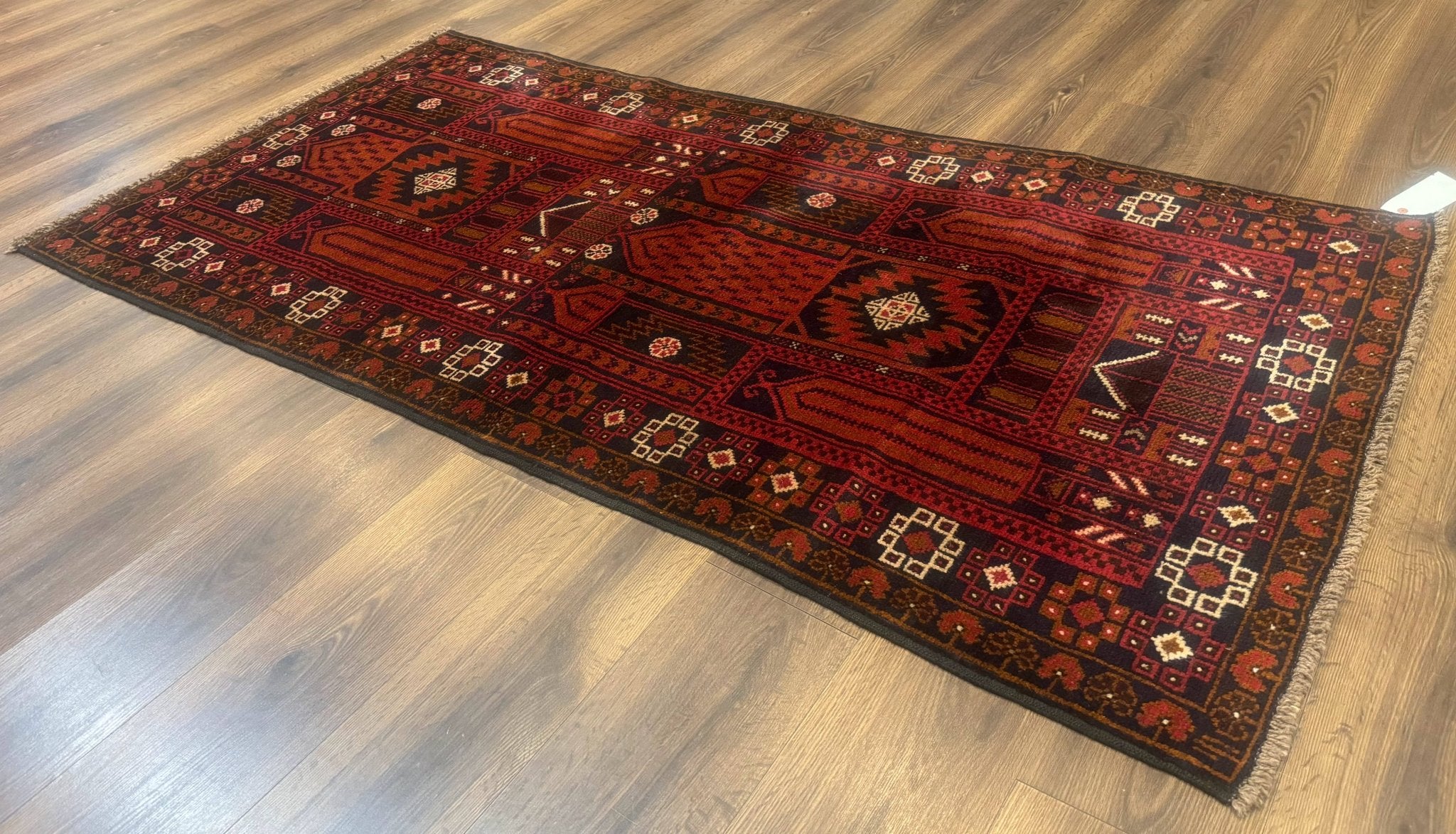 Afghan Rug 3x7, Balouch Carpet, Tribal Rug, Red, New - Jewel RugsShopify CollectiveHUNTEDFOX - Afghan Rug 3x7, Balouch Carpet, Tribal Rug, Red, New
