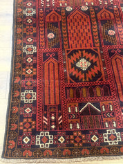 Afghan Rug 3x7, Balouch Carpet, Tribal Rug, Red, New - Jewel RugsShopify CollectiveHUNTEDFOX - Afghan Rug 3x7, Balouch Carpet, Tribal Rug, Red, New