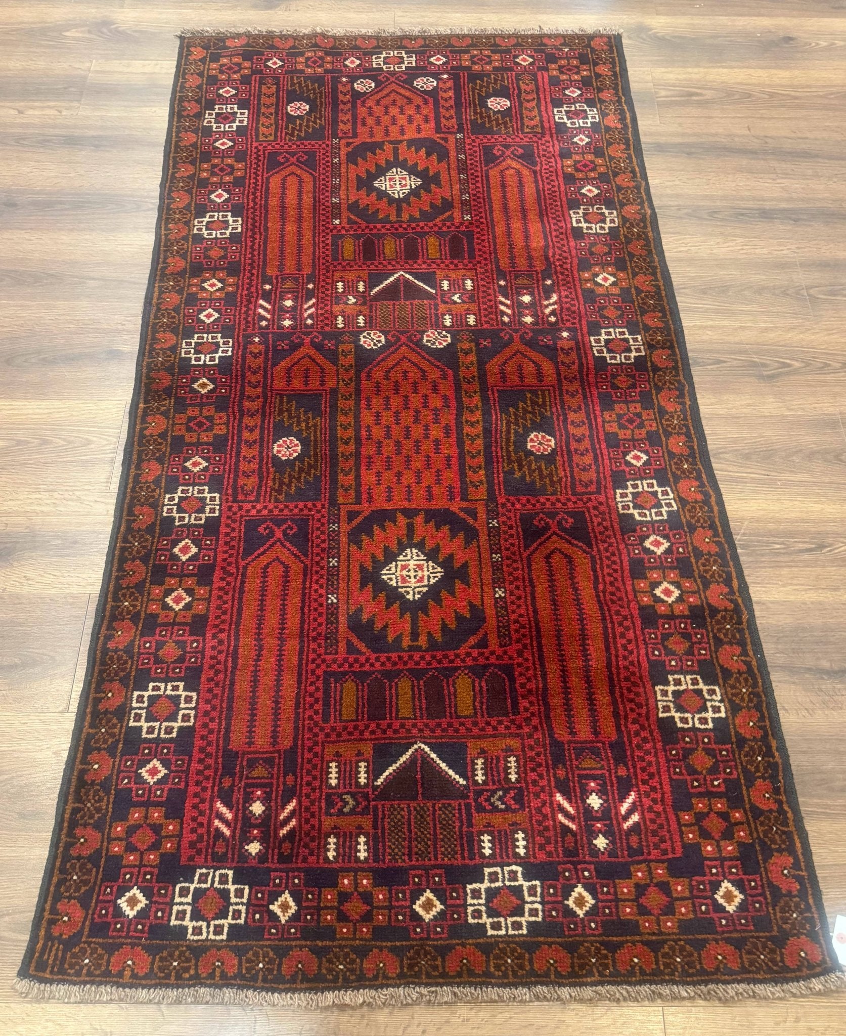 Afghan Rug 3x7, Balouch Carpet, Tribal Rug, Red, New - Jewel RugsShopify CollectiveHUNTEDFOX - Afghan Rug 3x7, Balouch Carpet, Tribal Rug, Red, New