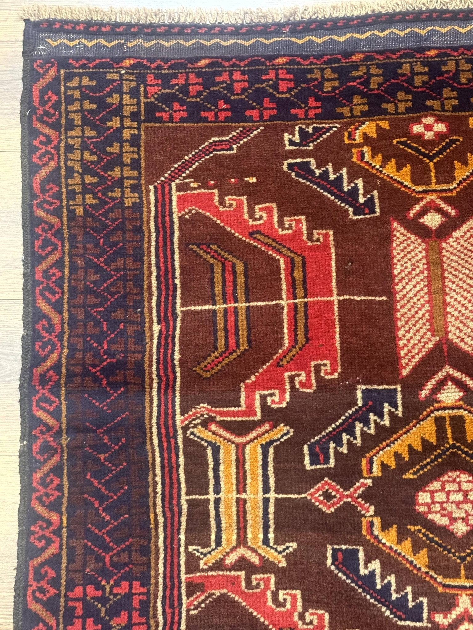 Afghan Rug 3x7, Maroon and Navy Blue, Balouch Carpet, Tribal Rug, New - Jewel RugsShopify CollectiveHUNTEDFOX - Afghan Rug 3x7, Maroon and Navy Blue, Balouch Carpet, Tribal Rug, New