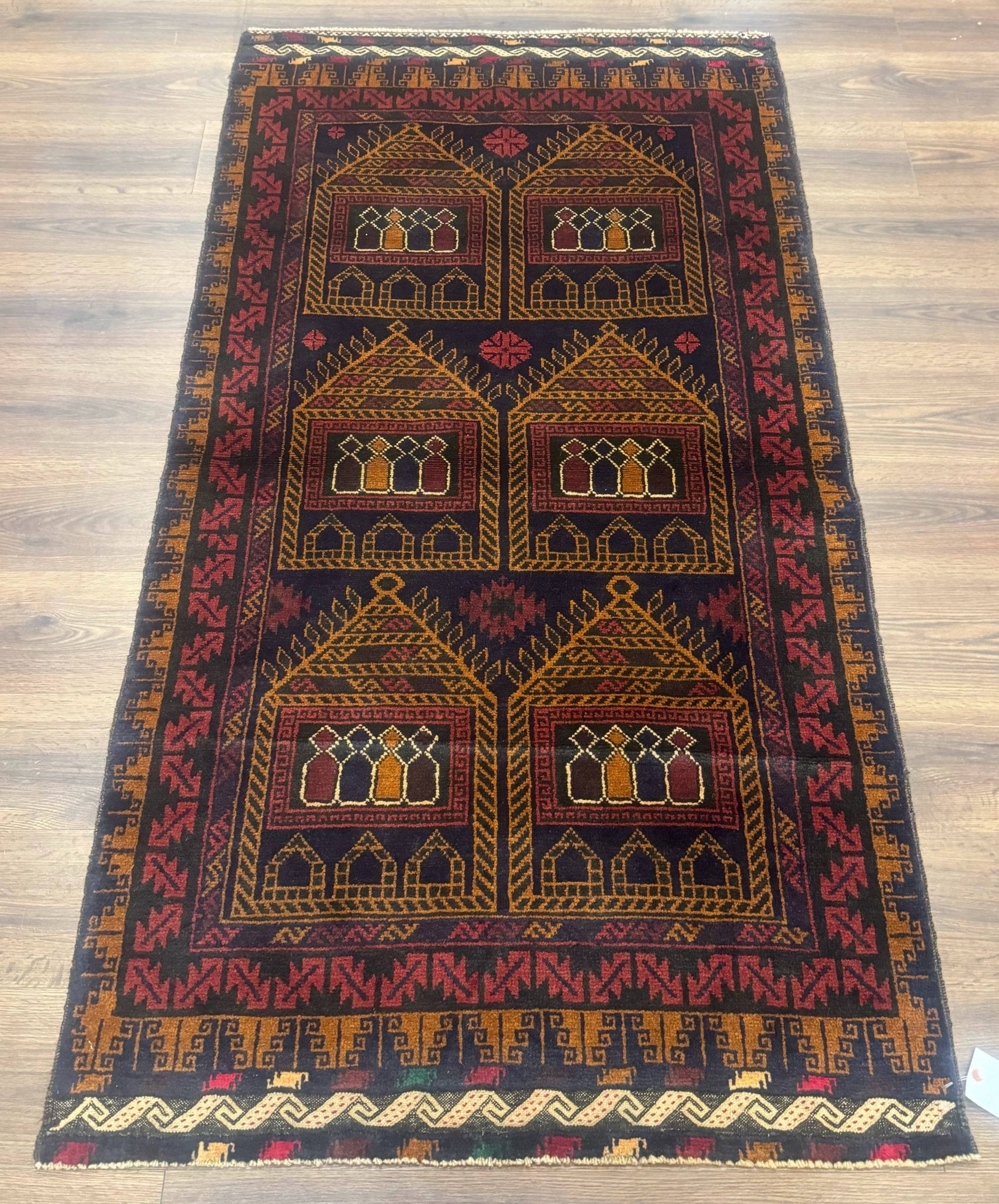 Afghan Rug 3x7, Navy Blue, Tribal Rug, Balouch Carpet, New - Jewel RugsShopify CollectiveHUNTEDFOX - Afghan Rug 3x7, Navy Blue, Tribal Rug, Balouch Carpet, New