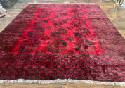 Afghan Turkoman Rug 9x10, Red Beshir Carpet, Tribal, Wool, Antique - Jewel RugsShopify CollectiveHUNTEDFOX - Afghan Turkoman Rug 9x10, Red Beshir Carpet, Tribal, Wool, Antique