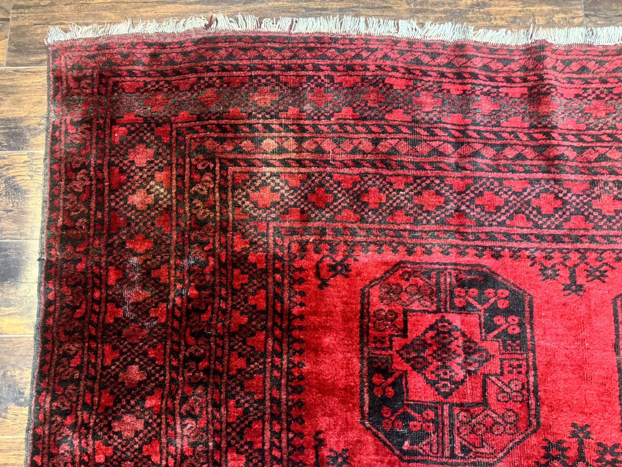 Afghan Turkoman Rug 9x10, Red Beshir Carpet, Tribal, Wool, Antique - Jewel RugsShopify CollectiveHUNTEDFOX - Afghan Turkoman Rug 9x10, Red Beshir Carpet, Tribal, Wool, Antique
