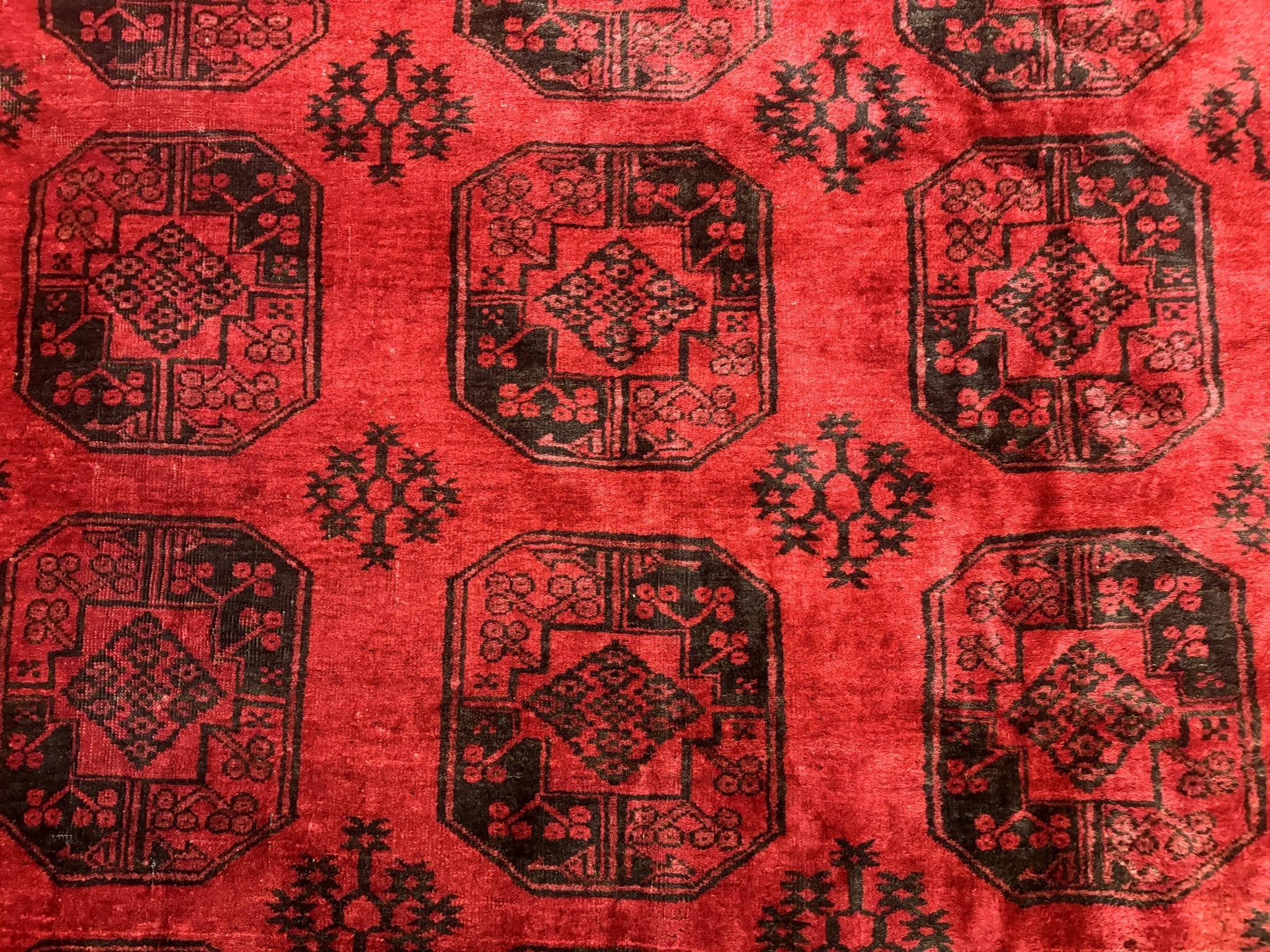 Afghan Turkoman Rug 9x10, Red Beshir Carpet, Tribal, Wool, Antique - Jewel RugsShopify CollectiveHUNTEDFOX - Afghan Turkoman Rug 9x10, Red Beshir Carpet, Tribal, Wool, Antique