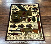 Afghan War Rug, Helicopters Tanks Guns, Handmade, Wool, 2x3 - Jewel RugsShopify CollectiveHUNTEDFOX - Afghan War Rug, Helicopters Tanks Guns, Handmade, Wool, 2x3