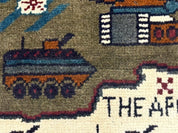 Afghan War Rug, Helicopters Tanks Guns, Handmade, Wool, 2x3 - Jewel RugsShopify CollectiveHUNTEDFOX - Afghan War Rug, Helicopters Tanks Guns, Handmade, Wool, 2x3