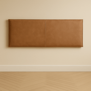 Aged Tan Leather Wall - Mount Headboard - headboardLEATHERShopify CollectiveHUNTEDFOX - wall mount modern hanging leather headboard