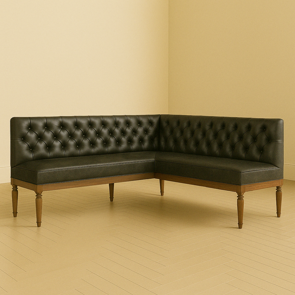 Tufted Leather Banquette | Corner Bench for Dining