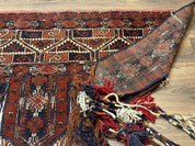 Antique Afghan Beshir Tent Header Textile Rug, Tribal Collectible, Wool - Jewel RugsShopify CollectiveHUNTEDFOX - Antique Afghan Beshir Tent Header Textile Rug, Tribal Collectible, Wool