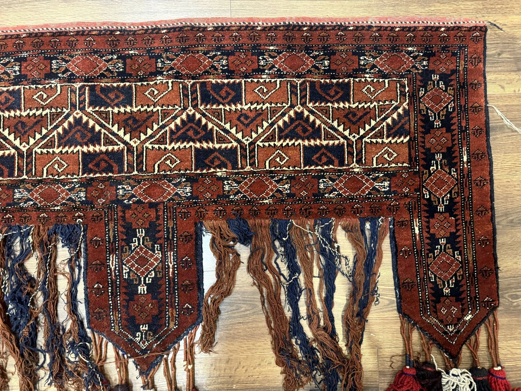 Antique Afghan Beshir Tent Header Textile Rug, Tribal Collectible, Wool - Jewel RugsShopify CollectiveHUNTEDFOX - Antique Afghan Beshir Tent Header Textile Rug, Tribal Collectible, Wool