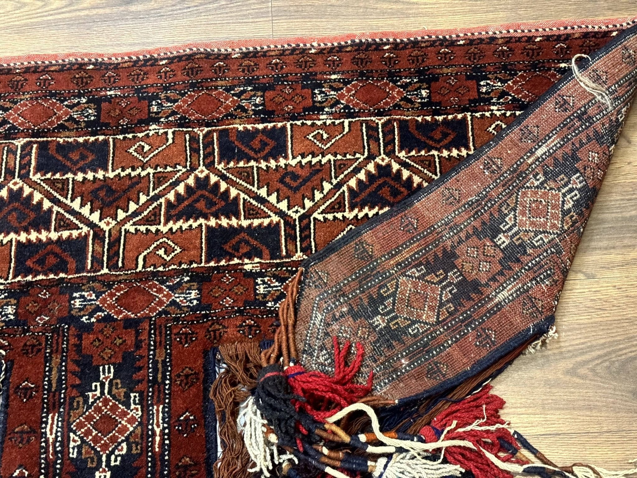 Antique Afghan Beshir Tent Header Textile Rug, Tribal Collectible, Wool - Jewel RugsShopify CollectiveHUNTEDFOX - Antique Afghan Beshir Tent Header Textile Rug, Tribal Collectible, Wool