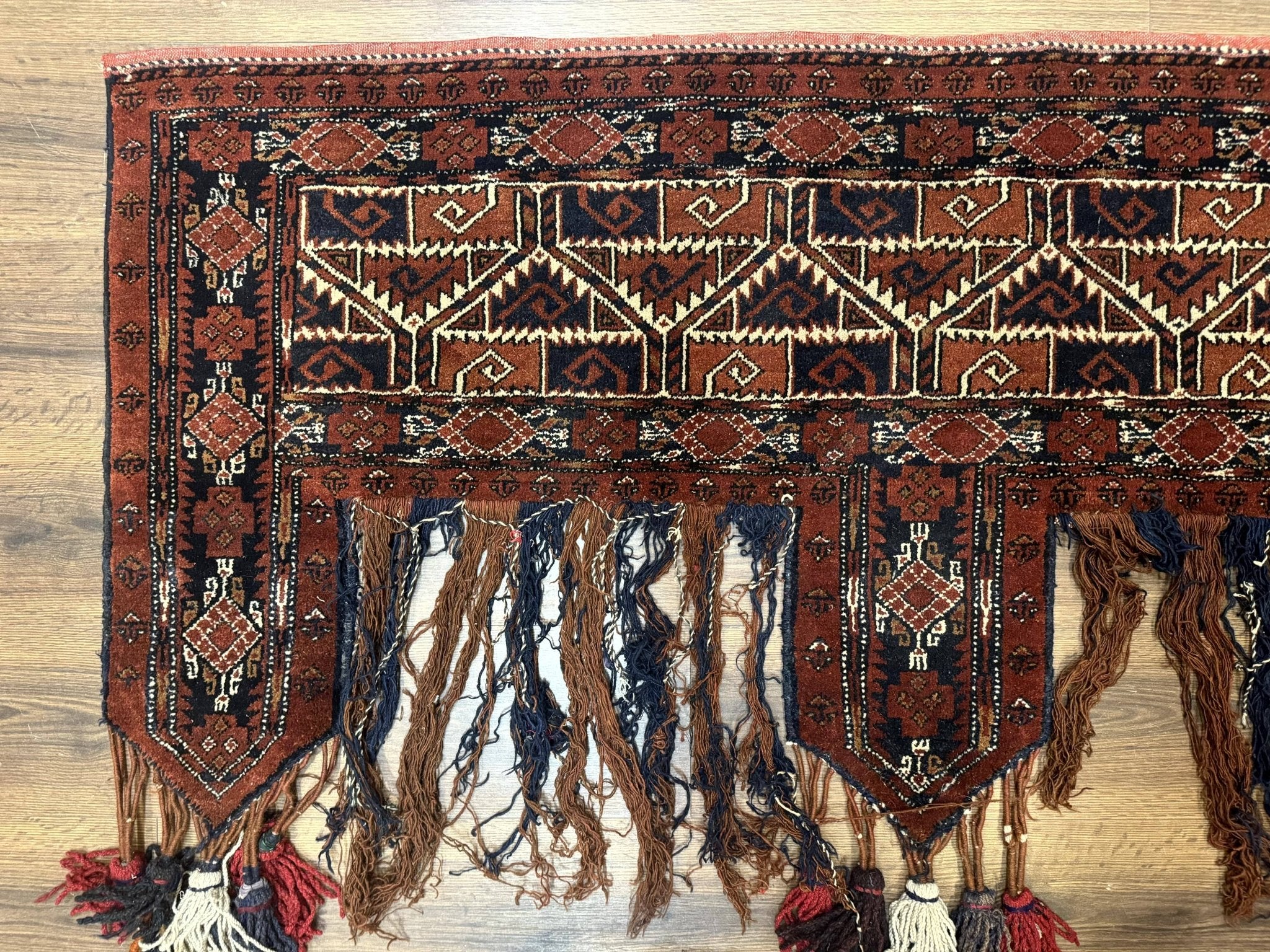Antique Afghan Beshir Tent Header Textile Rug, Tribal Collectible, Wool - Jewel RugsShopify CollectiveHUNTEDFOX - Antique Afghan Beshir Tent Header Textile Rug, Tribal Collectible, Wool