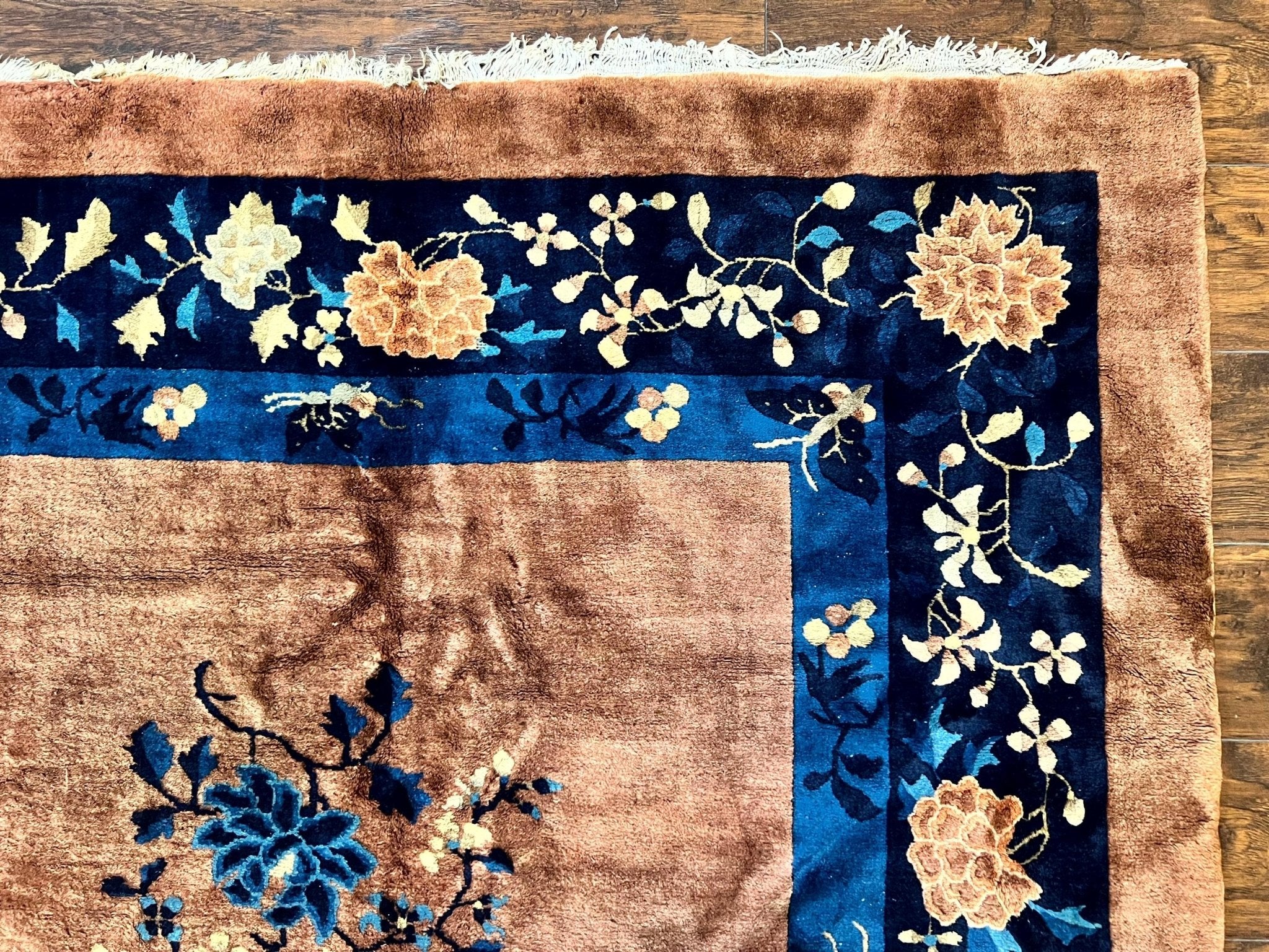 Antique Chinese Wool Rug 9x12, Large Peking Carpet, Handmade, Nichols Rug - Jewel RugsShopify CollectiveHUNTEDFOX - Antique Chinese Wool Rug 9x12, Large Peking Carpet, Handmade, Nichols Rug