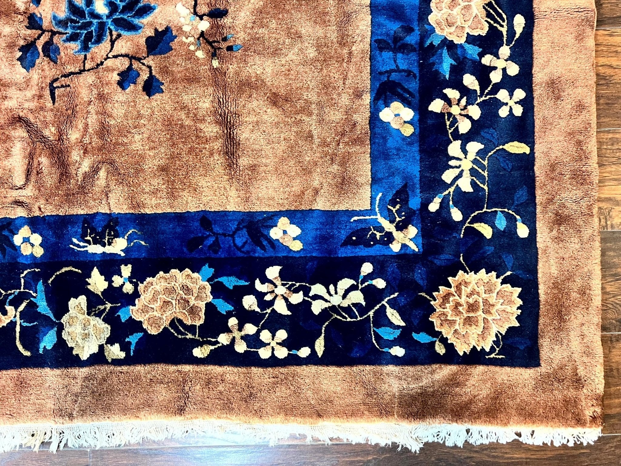 Antique Chinese Wool Rug 9x12, Large Peking Carpet, Handmade, Nichols Rug - Jewel RugsShopify CollectiveHUNTEDFOX - Antique Chinese Wool Rug 9x12, Large Peking Carpet, Handmade, Nichols Rug