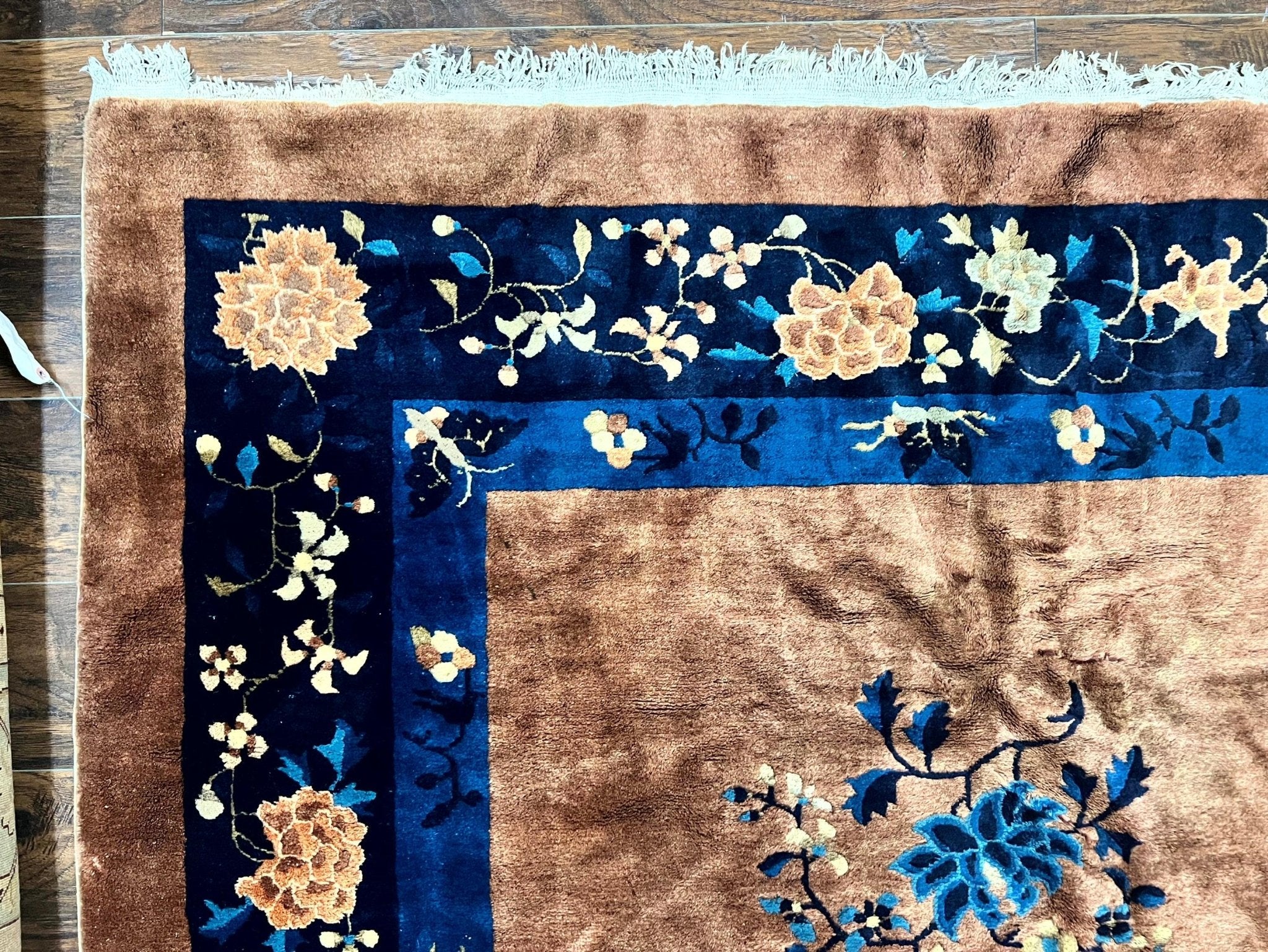 Antique Chinese Wool Rug 9x12, Large Peking Carpet, Handmade, Nichols Rug - Jewel RugsShopify CollectiveHUNTEDFOX - Antique Chinese Wool Rug 9x12, Large Peking Carpet, Handmade, Nichols Rug