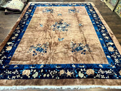 Antique Chinese Wool Rug 9x12, Large Peking Carpet, Handmade, Nichols Rug - Jewel RugsShopify CollectiveHUNTEDFOX - Antique Chinese Wool Rug 9x12, Large Peking Carpet, Handmade, Nichols Rug