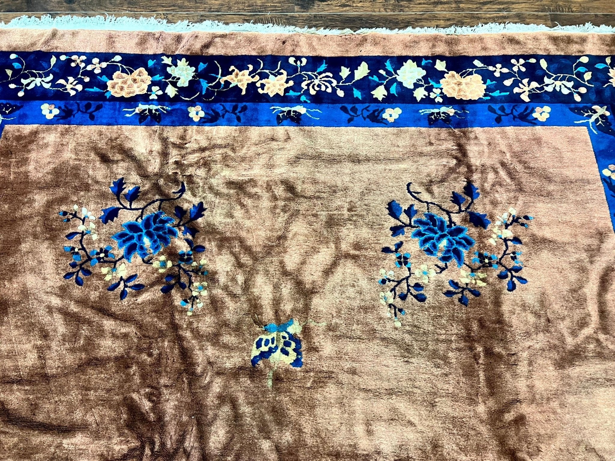 Antique Chinese Wool Rug 9x12, Large Peking Carpet, Handmade, Nichols Rug - Jewel RugsShopify CollectiveHUNTEDFOX - Antique Chinese Wool Rug 9x12, Large Peking Carpet, Handmade, Nichols Rug