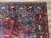 Antique Indo Persian Kerman Rug 9x12 Red Manchester Wool Animal Pictorials, Fine 290 KPSI - Jewel RugsShopify CollectiveHUNTEDFOX - Antique Indo Persian Kerman Rug 9x12 Red Manchester Wool Animal Pictorials, Fine 290 KPSI