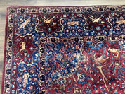 Antique Indo Persian Kerman Rug 9x12 Red Manchester Wool Animal Pictorials, Fine 290 KPSI - Jewel RugsShopify CollectiveHUNTEDFOX - Antique Indo Persian Kerman Rug 9x12 Red Manchester Wool Animal Pictorials, Fine 290 KPSI