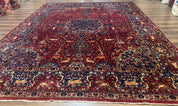 Antique Indo Persian Kerman Rug 9x12 Red Manchester Wool Animal Pictorials, Fine 290 KPSI - Jewel RugsShopify CollectiveHUNTEDFOX - Antique Indo Persian Kerman Rug 9x12 Red Manchester Wool Animal Pictorials, Fine 290 KPSI