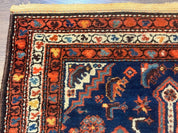 Antique Persian Hamadan Rug 4x6, Geometric, Double Medallions, Navy Blue, Tribal Carpet - Jewel RugsShopify CollectiveHUNTEDFOX - Antique Persian Hamadan Rug 4x6, Geometric, Double Medallions, Navy Blue, Tribal Carpet