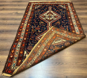 Antique Persian Hamadan Rug 4x6, Geometric, Double Medallions, Navy Blue, Tribal Carpet - Jewel RugsShopify CollectiveHUNTEDFOX - Antique Persian Hamadan Rug 4x6, Geometric, Double Medallions, Navy Blue, Tribal Carpet