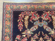 Antique Persian Kerman Rug 2.8 x 4, Navy Blue, Floral - Jewel RugsShopify CollectiveHUNTEDFOX - Antique Persian Kerman Rug 2.8 x 4, Navy Blue, Floral