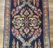 Antique Persian Kerman Rug 2.8 x 4, Navy Blue, Floral - Jewel RugsShopify CollectiveHUNTEDFOX - Antique Persian Kerman Rug 2.8 x 4, Navy Blue, Floral