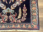 Antique Persian Kerman Rug 2.8 x 4, Navy Blue, Floral - Jewel RugsShopify CollectiveHUNTEDFOX - Antique Persian Kerman Rug 2.8 x 4, Navy Blue, Floral