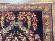 Antique Persian Kerman Rug 2.8 x 4, Navy Blue, Floral - Jewel RugsShopify CollectiveHUNTEDFOX - Antique Persian Kerman Rug 2.8 x 4, Navy Blue, Floral