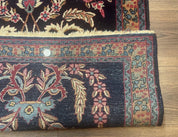 Antique Persian Kerman Rug 2.8 x 4, Navy Blue, Floral - Jewel RugsShopify CollectiveHUNTEDFOX - Antique Persian Kerman Rug 2.8 x 4, Navy Blue, Floral