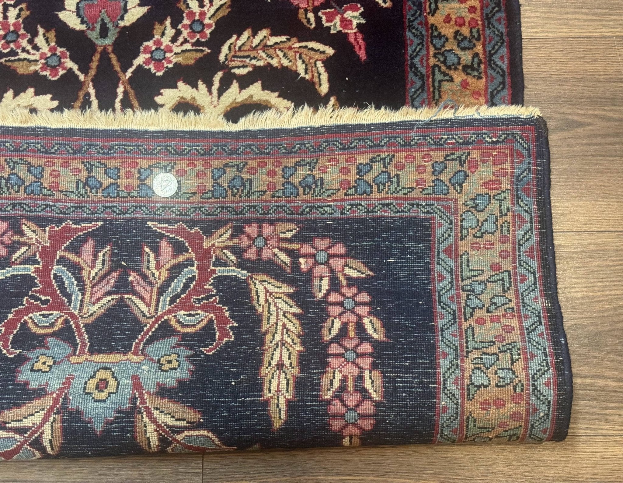 Antique Persian Kerman Rug 2.8 x 4, Navy Blue, Floral - Jewel RugsShopify CollectiveHUNTEDFOX - Antique Persian Kerman Rug 2.8 x 4, Navy Blue, Floral