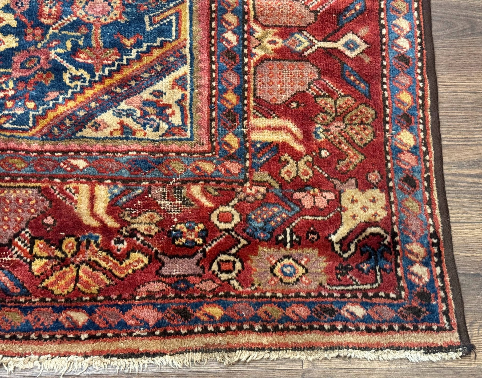 Antique Persian Rug 4x7, Blue and Red Malayer Carpet, Rare - Jewel RugsShopify CollectiveHUNTEDFOX - Antique Persian Rug 4x7, Blue and Red Malayer Carpet, Rare