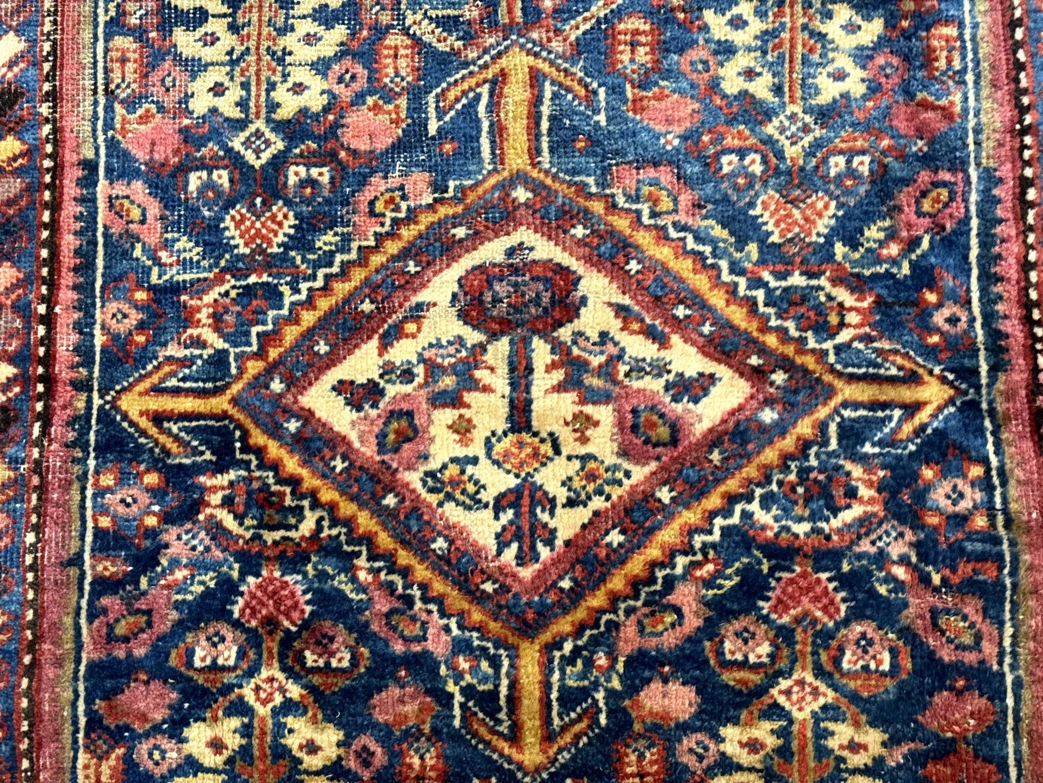 Antique Persian Rug 4x7, Blue and Red Malayer Carpet, Rare - Jewel RugsShopify CollectiveHUNTEDFOX - Antique Persian Rug 4x7, Blue and Red Malayer Carpet, Rare