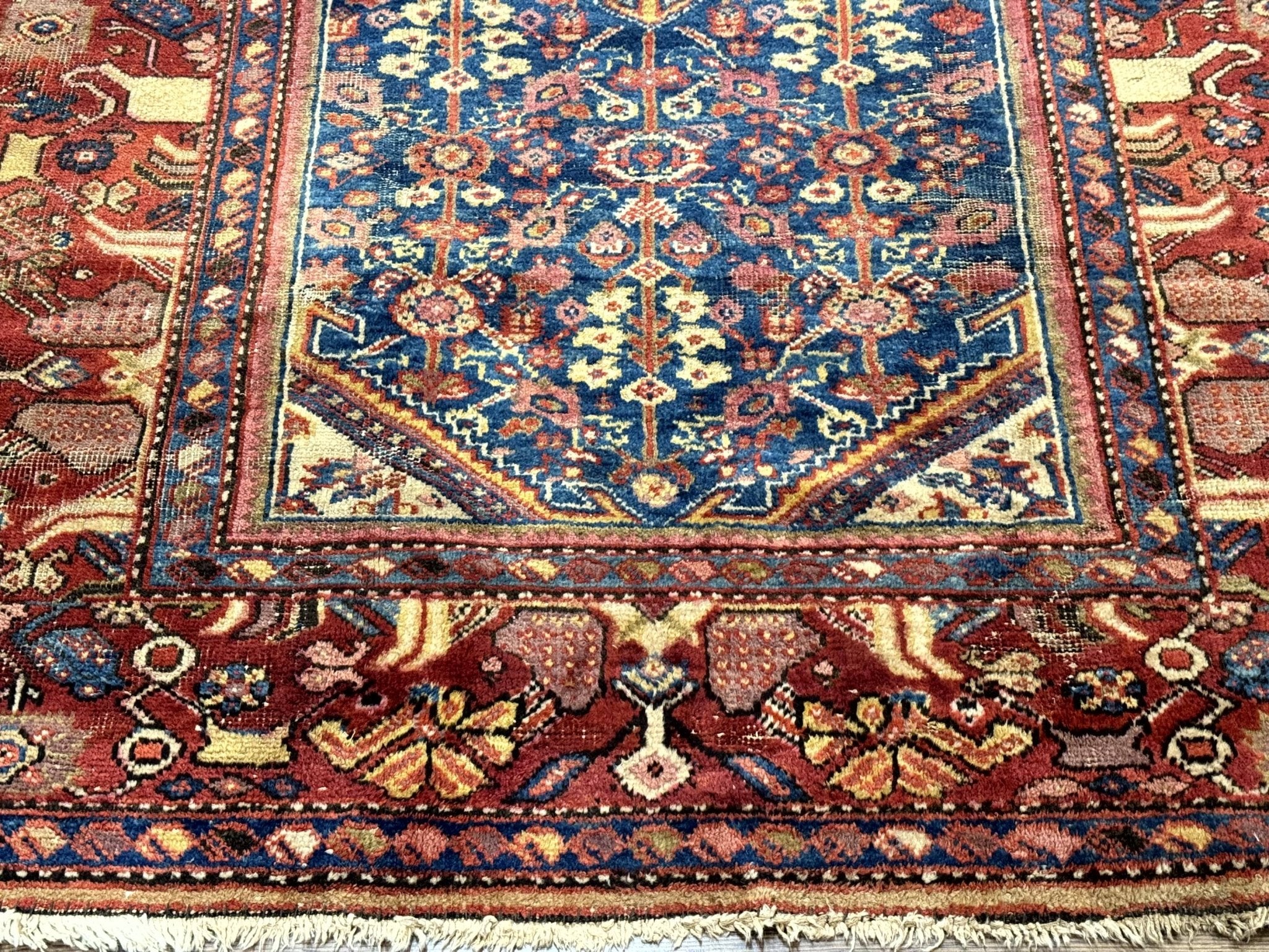 Antique Persian Rug 4x7, Blue and Red Malayer Carpet, Rare - Jewel RugsShopify CollectiveHUNTEDFOX - Antique Persian Rug 4x7, Blue and Red Malayer Carpet, Rare