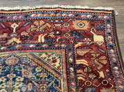 Antique Persian Rug 4x7, Blue and Red Malayer Carpet, Rare - Jewel RugsShopify CollectiveHUNTEDFOX - Antique Persian Rug 4x7, Blue and Red Malayer Carpet, Rare