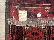 Antique Turkoman Rug 3.7 x 6.7, Red, Wool Runner Rug - Jewel RugsShopify CollectiveHUNTEDFOX - Antique Turkoman Rug 3.7 x 6.7, Red, Wool Runner Rug