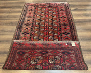 Antique Turkoman Rug 3.7 x 6.7, Red, Wool Runner Rug - Jewel RugsShopify CollectiveHUNTEDFOX - Antique Turkoman Rug 3.7 x 6.7, Red, Wool Runner Rug