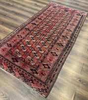 Antique Turkoman Rug 3.7 x 6.7, Red, Wool Runner Rug - Jewel RugsShopify CollectiveHUNTEDFOX - Antique Turkoman Rug 3.7 x 6.7, Red, Wool Runner Rug