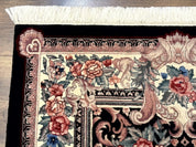 Aubusson Rug 4x6, Elegant European Floral Design, Black and Ivory, Fine 200 KPSI - Jewel RugsShopify CollectiveHUNTEDFOX - Aubusson Rug 4x6, Elegant European Floral Design, Black and Ivory, Fine 200 KPSI