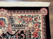 Aubusson Rug 4x6, Elegant European Floral Design, Black and Ivory, Fine 200 KPSI - Jewel RugsShopify CollectiveHUNTEDFOX - Aubusson Rug 4x6, Elegant European Floral Design, Black and Ivory, Fine 200 KPSI